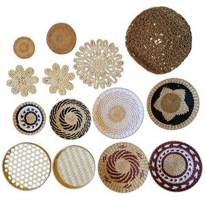 14-Pack Boho Wall Basket Decor Handmade Hanging Wall Art
